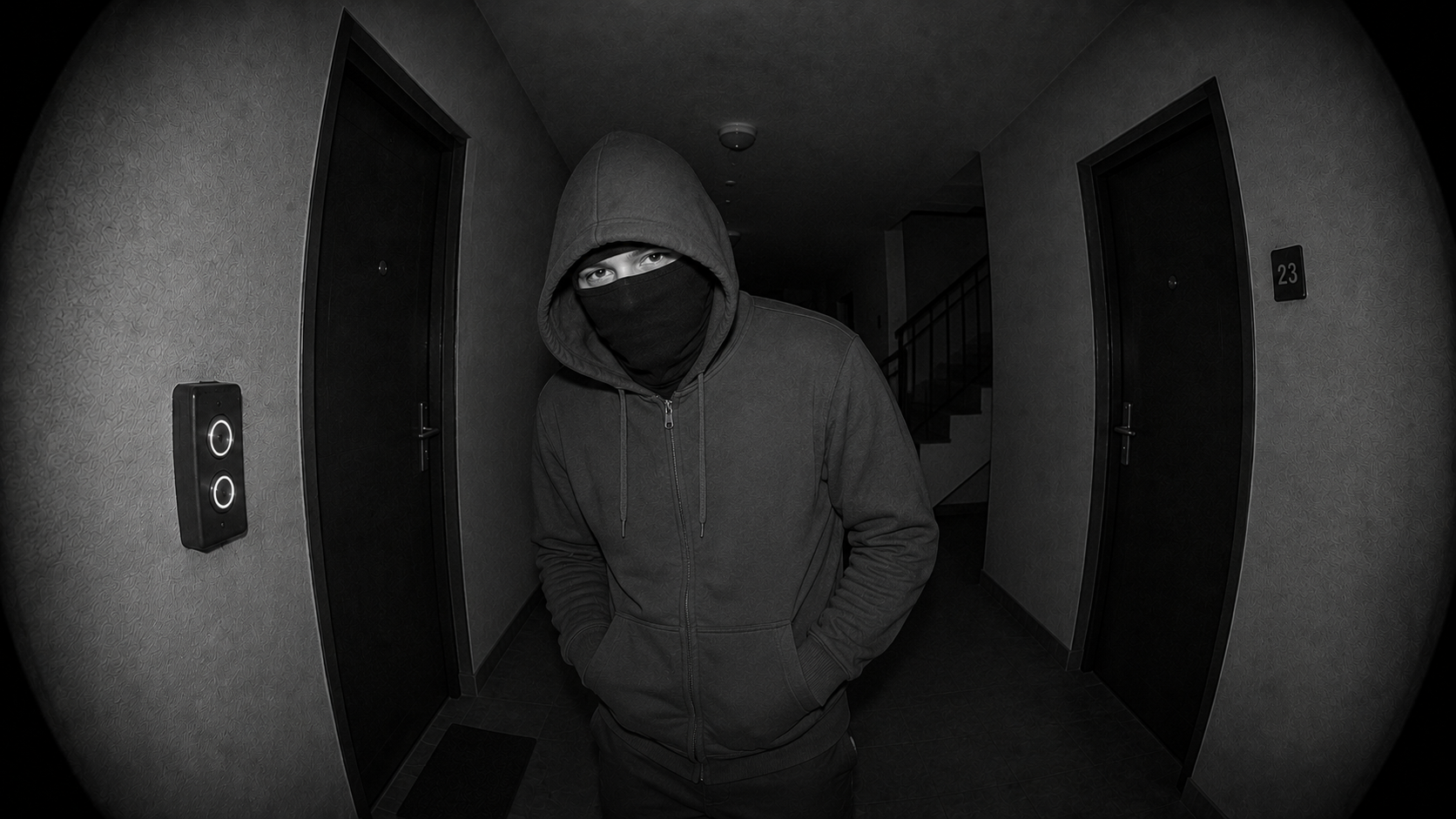 Vision nocturne PEEKA : une personne visible dans un couloir sombre